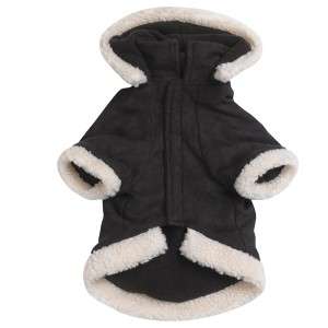 East Side Hooded Sherpa Dog Jacket Coat Black  