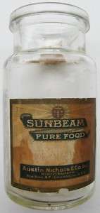 Sunbeam Pure Food Paper Label Orange Marmalade Jar  