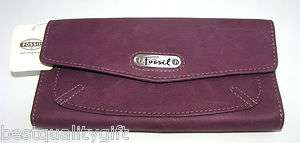 FOSSIL AMELIA FLAP CHECKBOOK LEATHER CLUTCH WALLET NWT  