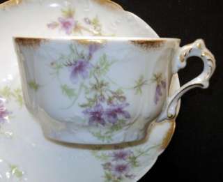 Limoges HAVILAND Violet CLEMATIS Simply Tea cup and saucer  