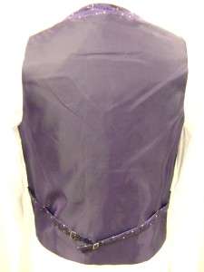   Suit Tuxedo Dress Vest Necktie Bowtie Hanky Set Purple Paisley Design
