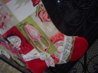 VINTAGE TEA CUP & LACE& BUTTONS CHIC CHRISTMAS STOCKING  