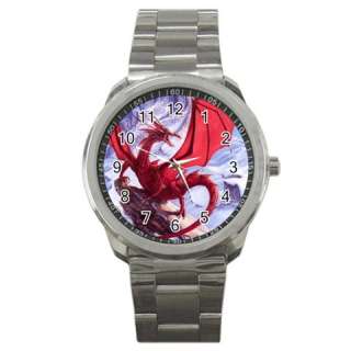 Red Dragon Sport Metal Mens Wrist Watch Gift  