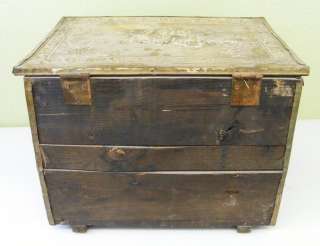 Antique Large Wood & Tin Cinder Box Horse Picture  