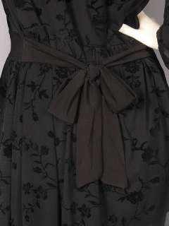 Black Flocked Floral Sheer Layered Look Kimono Tunic XL  