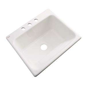   Drop In Acrylic 25x22x12 3 Hole Single Bowl Utility Sink in Biscuit