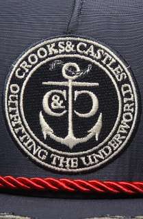 Crooks and Castles The Starboard Snapback Cap in Dark Navy  Karmaloop 