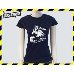 Damen T Shirt Johnny Cash Kult Musik Film Shirt schwarz E22 Girly 