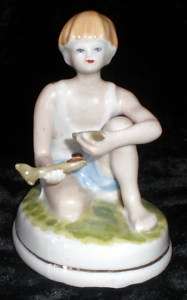 Antique Russian Soviet Porcelain Figurine Boy 1950 USSR  