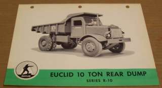 Euclid 1956 Series R 10 Model 1UD Dump Truck Brochure  