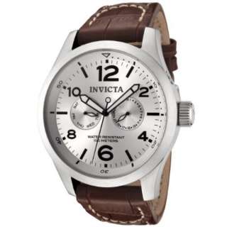 Invicta Mens 0765 II Collection Silver Dial Brown Leather 2 EYE Swiss 