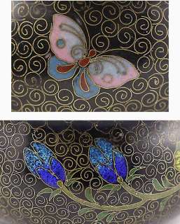 ANTIQUE CHINESE CLOISONNE ENAMEL BUTTERFLY COVERED JAR  
