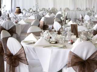100 Chocolate Brown Organza Chair Cover Sash Wedding  