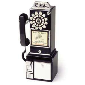 Crosley 1950s Pay Phone Black  Wall Mount Payphone  