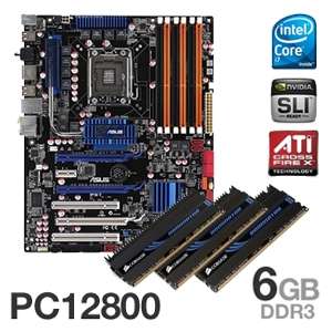 Asus P6T Motherboard & Corsair Core i7 Dominator 6GB PC12800 DDR3 RAM 