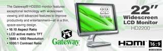 Gateway HD2200 22 Widescreen LCD Monitor (Refurbished)   4ms, 10001 