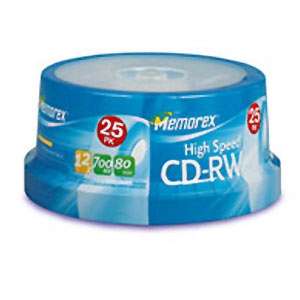 Memorex 700 MB 12X High Speed CD RW on Spindle   25 Pack at 