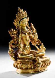 Tara Buddha Statue Figur Bronze Tibet feuervergoldet  