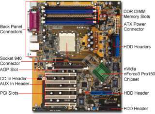 Asus SK8N nVIDIA Socket 940 ATX Motherboard / AGP 8X / Audio / 10 