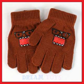Nerd Domo Kun Beanie Hat and Glove Set   Kids Brown  