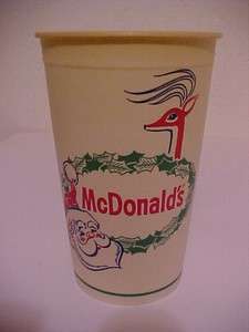 Vtg. 1950 60s McDonalds 16 oz Christmas Wax Paper Cup  