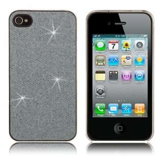 Apple iPhone 4 4G Glitzer Case Hülle Tasche in Grau  