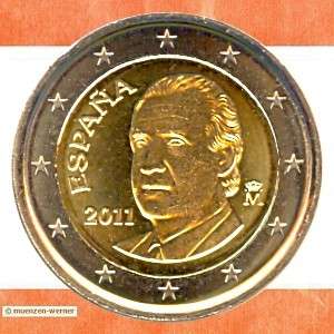 Münzen Spanien 2 Euro Münze 2011 Kursmünze Juan Carlos  