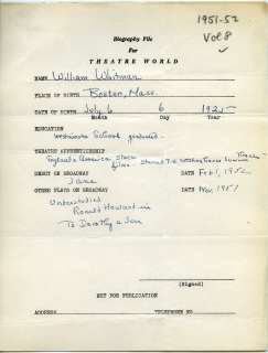 autographs biography forms from theatre world archive