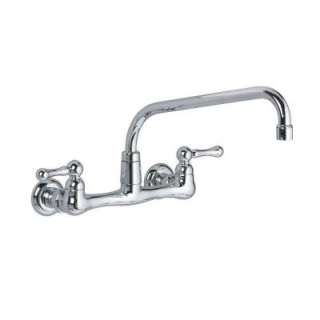 Heritage 8 in. 2 Handle Mid Arc Wall Mount Bathroom Faucet in Polished 