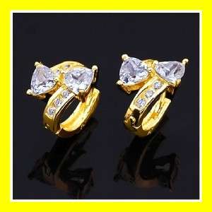 New 18k gold tone 3 colored CZ rhinestone crystal earrings E78  
