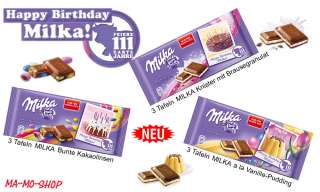 Milka 9 Tafeln Vanille Pudding, Knister, Bunte Kakaolinsen Sortiment 