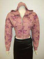   Free People Anthropologie Purple Floral Print Chic Hoodie Sweater XS S