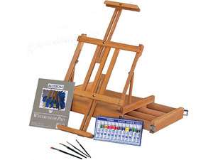   Top Art Artist Easel Paint Set Kit  Brushes & Watercolor Pad  