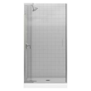   Frameless Pivot Shower Door in Vibrant Brushed Nickel with ClearGlass