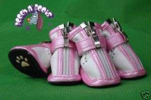 JML Designer Dog Shoe/Boots Size 2 Color White/PinkTrim  