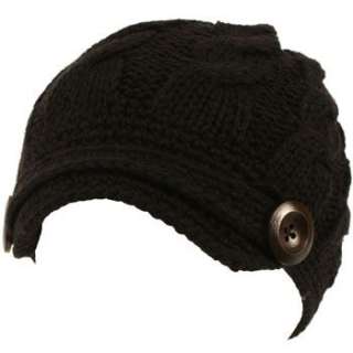 Hand made Cable Hand Knit Skull Beanie Winter Hat Black  