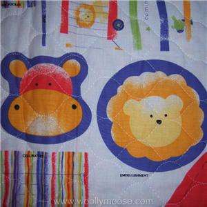 NURSERY Circus Animal QUILTED Diaper Bag Fabric Panel  
