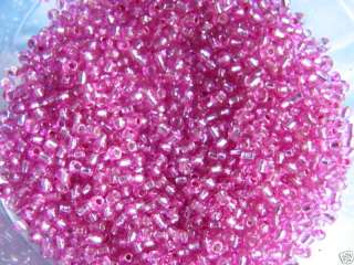 15g LOOSE CZECH STRAWBERRY PINK FOIL 11/0 SEED BEADS  