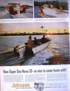 1958 JOHNSON SUPER SEA HORSE 35 BOAT MOTOR PRINT AD  