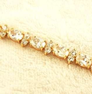   Cubic Zirconia Sprong14k Yellow Gold Filled Bracelet 7.71*0.19 ZB260