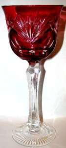 Vintage ECHT BLEIKRISTALL Red Cut to Clear Crystal Goblet  