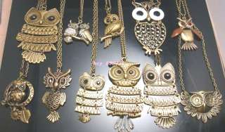 Wholesale 12pcs New Fashion Owl Mixed Style Necklaces  
