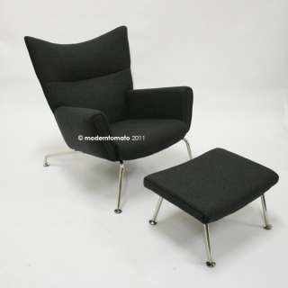   modern retro wing chair + stool by moderntomato   charcoal  