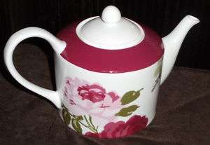   Summer Rose Pattern Teapot ~ Bone China ~ New ~   