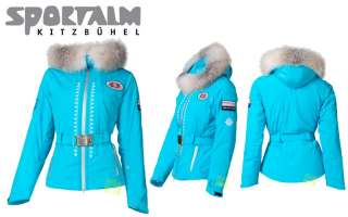 Sportalm Damen Winter Skijacke Magdalena mit Kapuze+Pelz türkis 