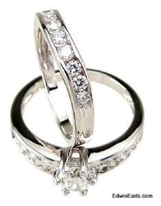 Designer Inspired 14kt White Gold 925 Cz Wedding Engagement Ring Set 