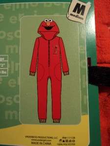 NEW Elmo One Piece Hooded Pajamas Footed Adult Medium M Sesame Street 