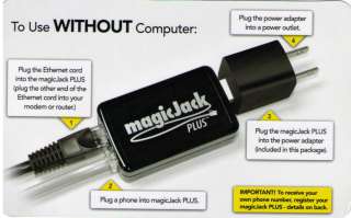 NEW MAGIC JACK PLUS (use with or without computer) 1 YEAR SERVICE Incl 