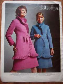 1971 LILLI ANN Womens Fashion Coat Dress Color Ad  