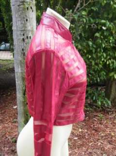 BEBE red jacket medium chevron leather mesh medium  